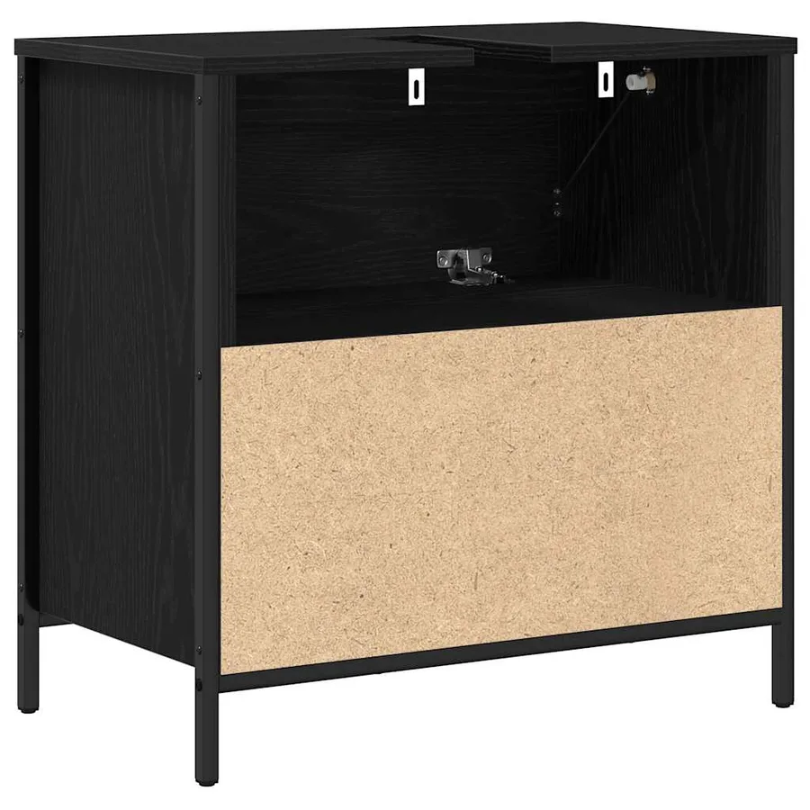 Meuble de salle de bain lavabo tiroirs chêne noir 60x34,5x60 cm - 8