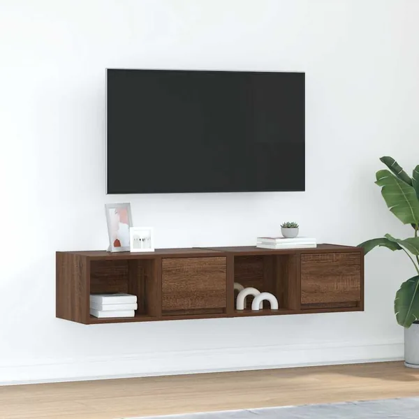 Meuble TV 2 pcs chêne marron 60x31x25,5 cm bois d'ingénierie