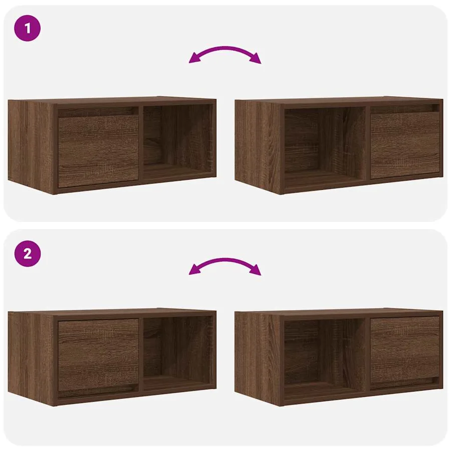 Meuble TV 2 pcs chêne marron 60x31x25,5 cm bois d'ingénierie - 10