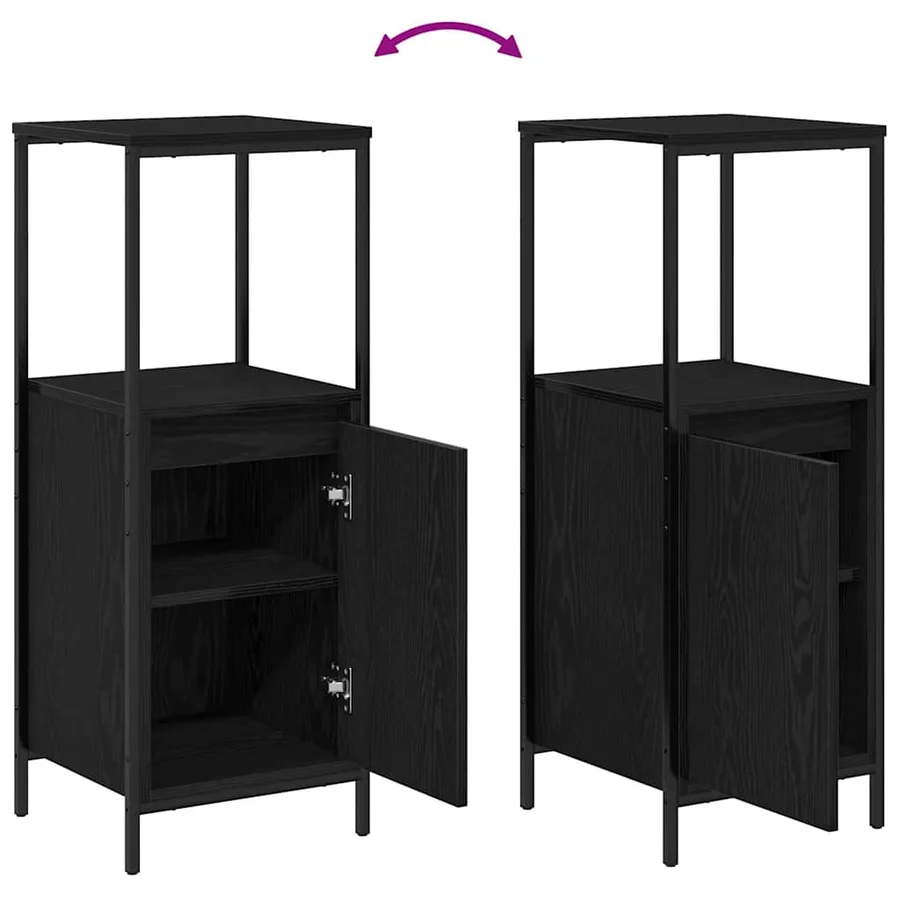 Ensemble de mobilier de salle de bain avec étagère 5 pcs Noir - 11
