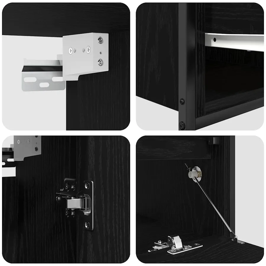 Ensemble de mobilier de salle de bain avec étagère 5 pcs Noir - 8