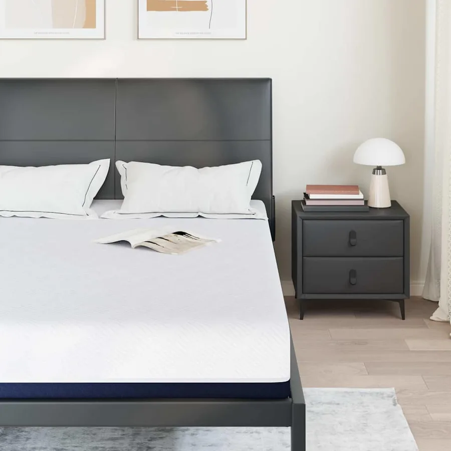 Matelas Blanc et Bleu 140 x 200 cm Tissu jacquard - 3