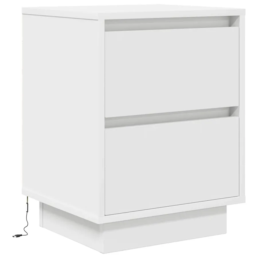 Table de chevet avec lumières LED blanc 38x34x50 cm - 3