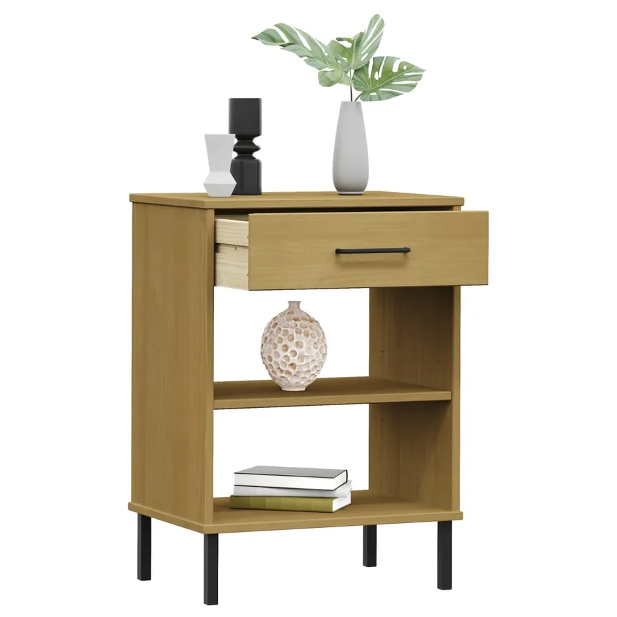 Armoire console avec pieds en métal Marron Bois pin massif OSLO - 3