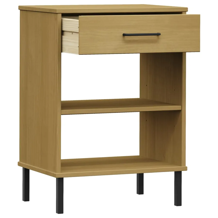 Armoire console avec pieds en métal Marron Bois pin massif OSLO - 5