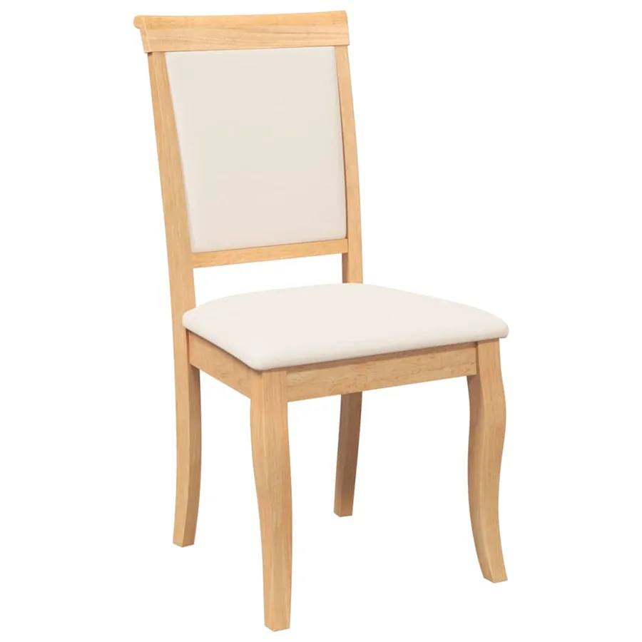 Chaises à manger coussins 2 pcs naturel bois massif caoutchouc - 4