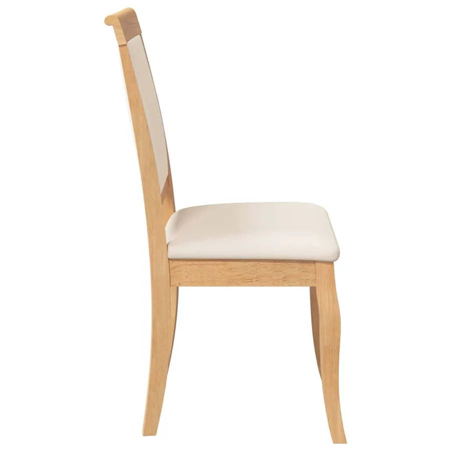 Chaises à manger coussins 2 pcs naturel bois massif caoutchouc - 6