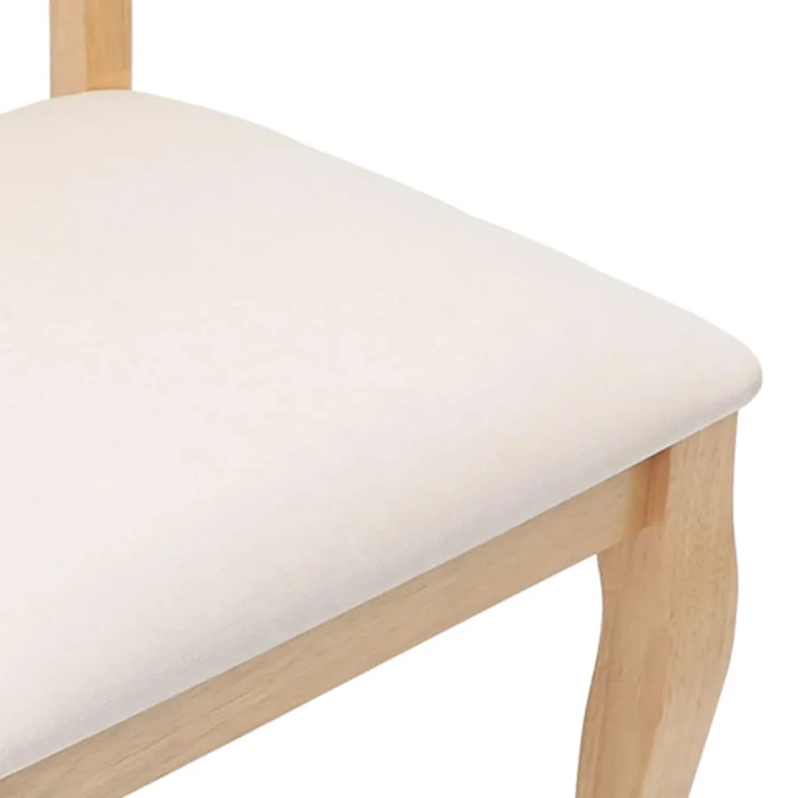 Chaises à manger coussins 2 pcs naturel bois massif caoutchouc - 8