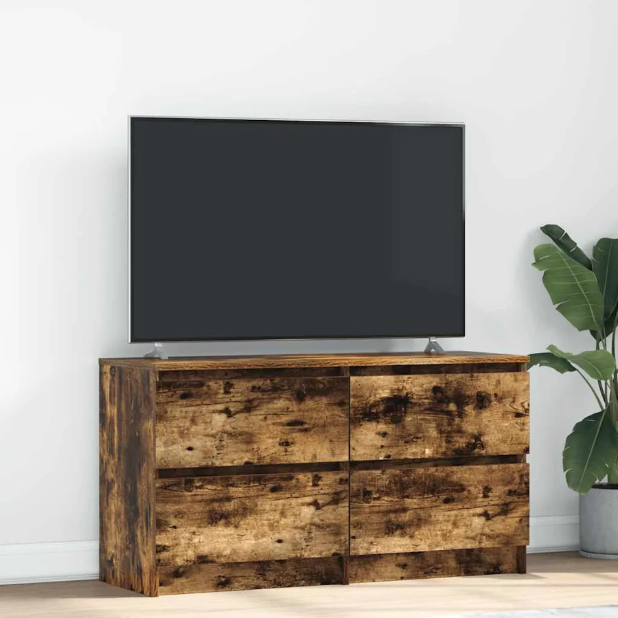 Meuble TV chêne fumé 100x35x54 cm bois d'ingénierie