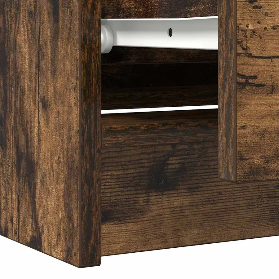Meuble TV chêne fumé 100x35x54 cm bois d'ingénierie - 10