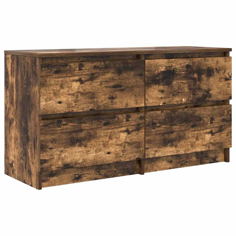 Meuble TV chêne fumé 100x35x54 cm bois d'ingénierie - 2