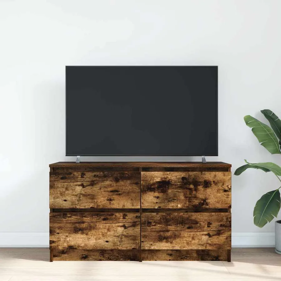 Meuble TV chêne fumé 100x35x54 cm bois d'ingénierie - 3