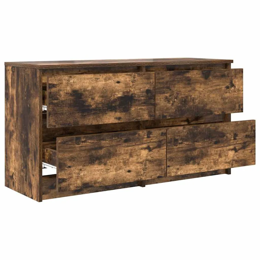 Meuble TV chêne fumé 100x35x54 cm bois d'ingénierie - 5