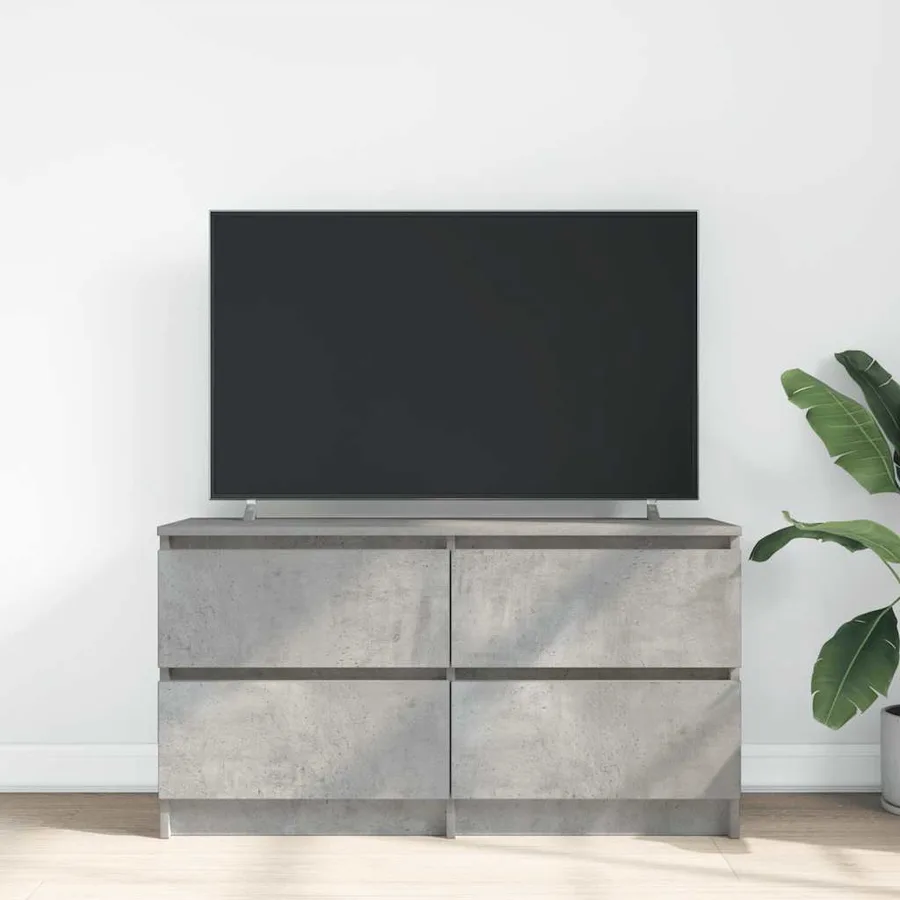 Meuble TV gris béton 100x35x54 cm bois d'ingénierie - 3