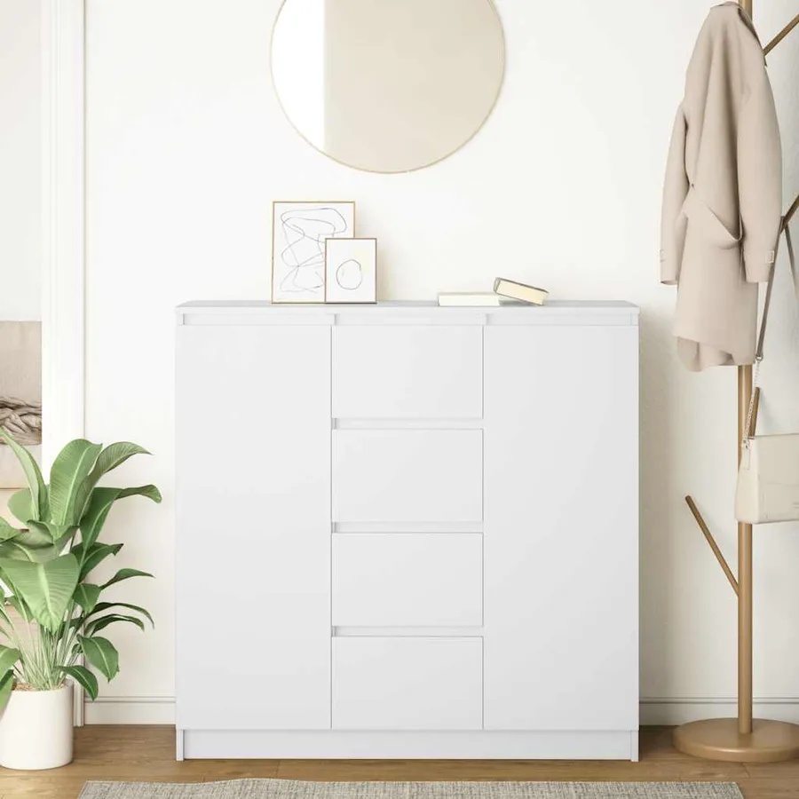Buffet avec tiroirs blanc 100,5x35x98,5 cm bois d'ingénierie - 3