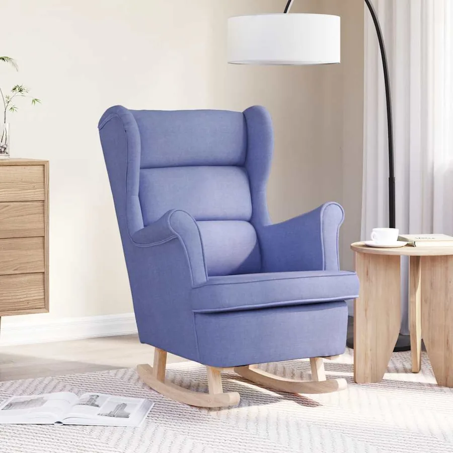 Chaise à bascule bleu jean 74x90x102 cm tissu