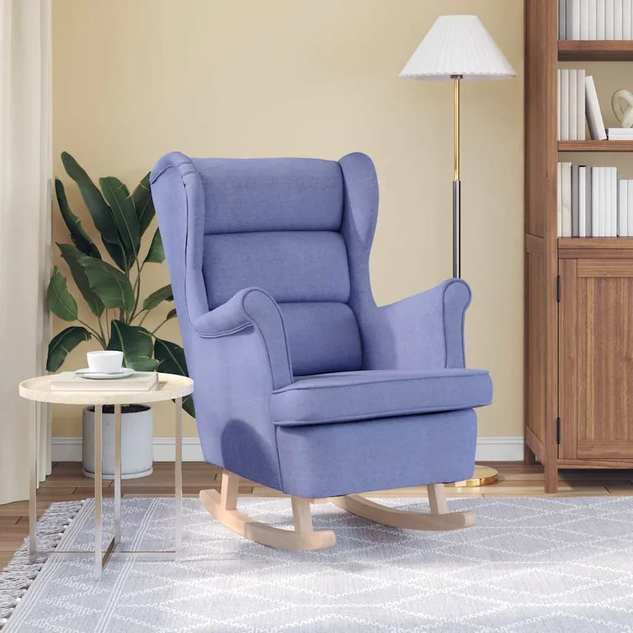 Chaise à bascule bleu jean 74x90x102 cm tissu - 3
