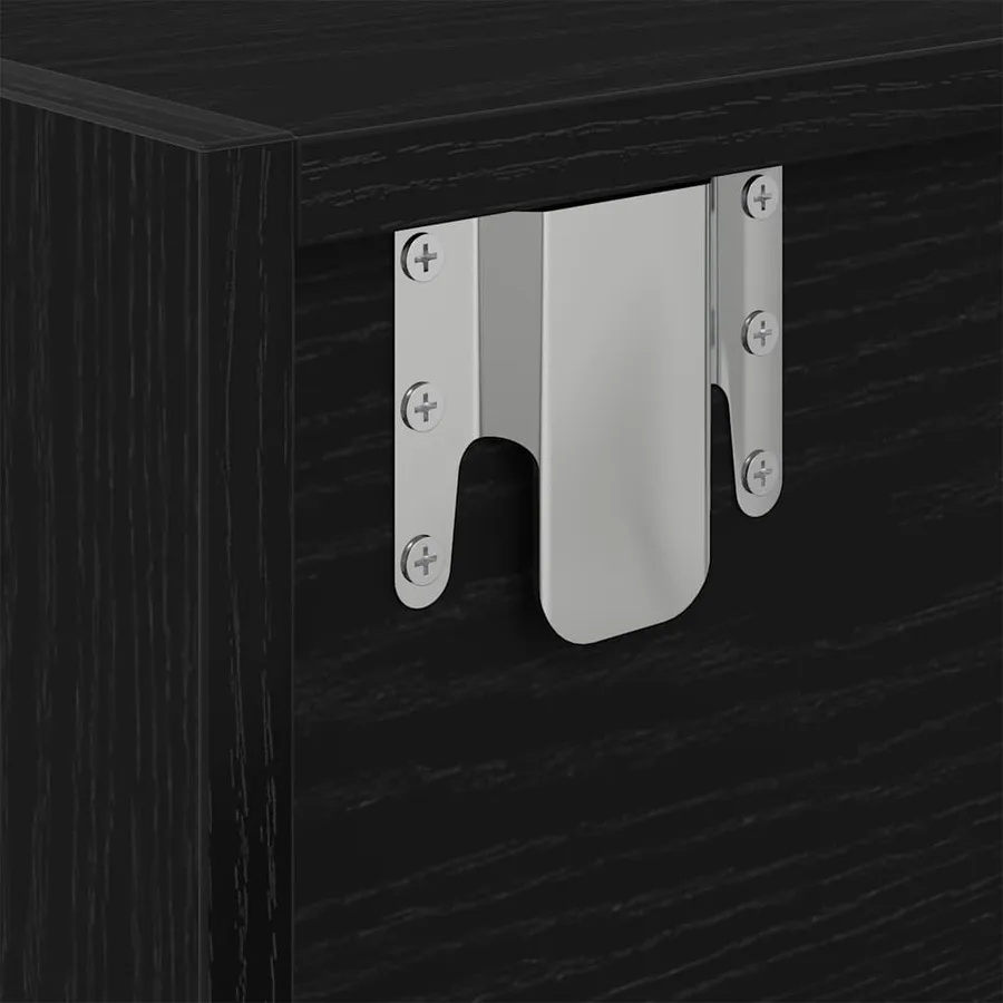 Meuble TV chêne noir 80x31x25,5 cm bois d'ingénierie - 11