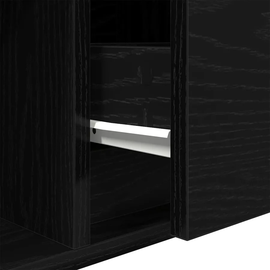 Meuble TV chêne noir 80x31x25,5 cm bois d'ingénierie - 12