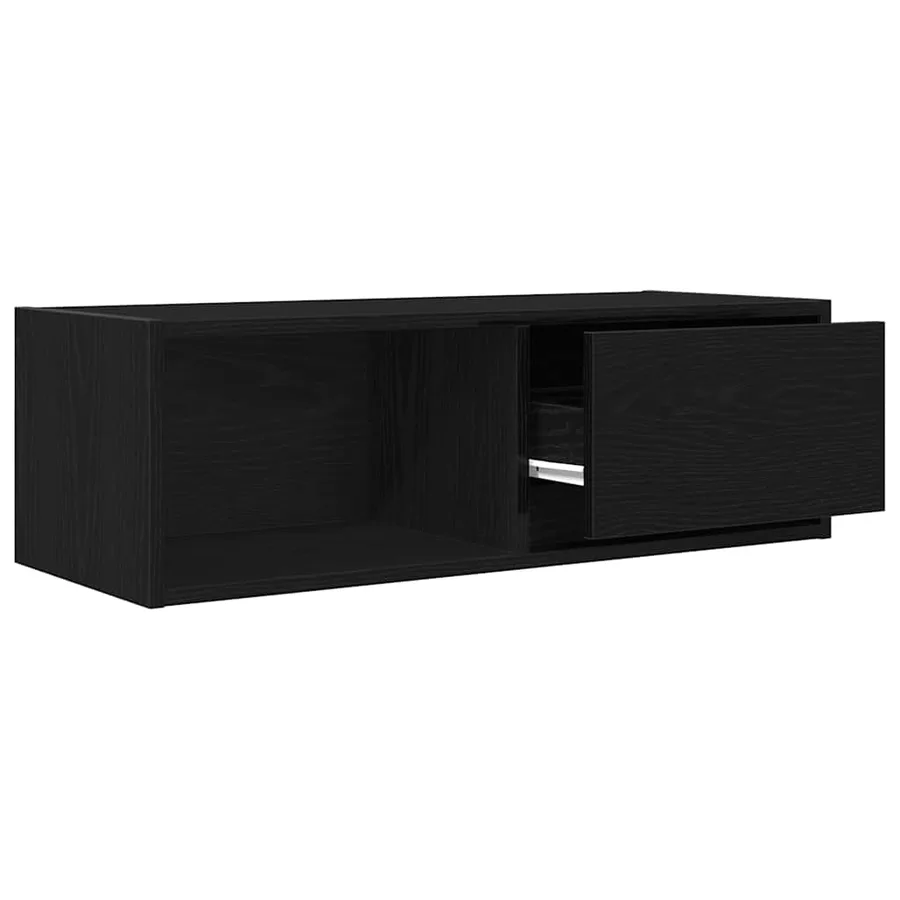 Meuble TV chêne noir 80x31x25,5 cm bois d'ingénierie - 5