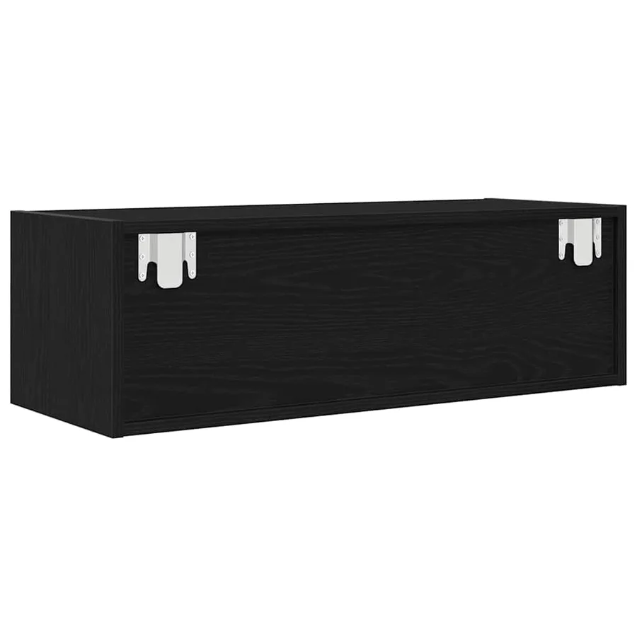 Meuble TV chêne noir 80x31x25,5 cm bois d'ingénierie - 8