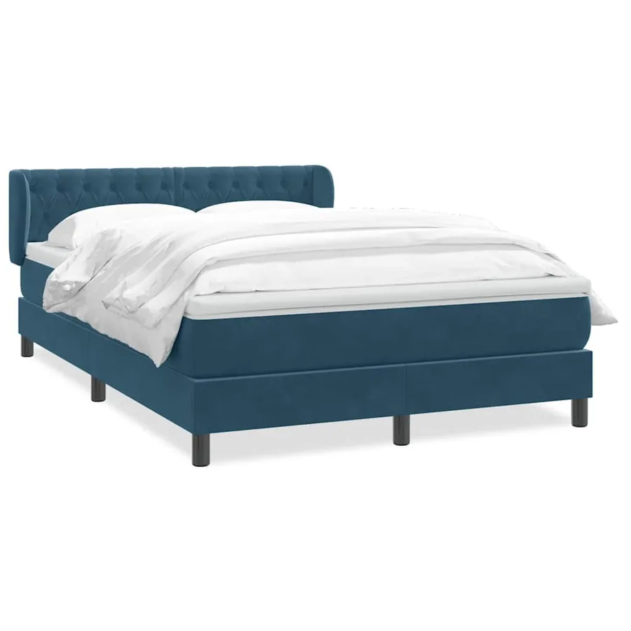 Sommier à lattes de lit et matelas Bleu foncé 160x220cm Velours - 2