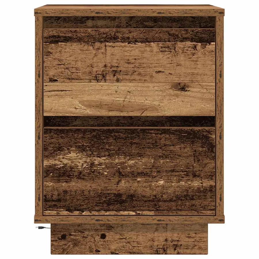 Table de chevet avec lumières LED vieux bois 38x34x50 cm - 6