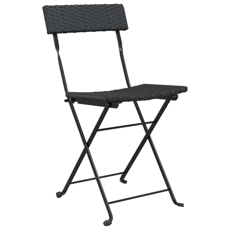 Chaises de bistrot pliantes lot de 8 Noir Résine tressée acier - 3