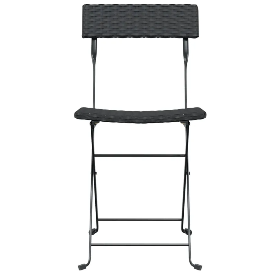 Chaises de bistrot pliantes lot de 8 Noir Résine tressée acier - 4