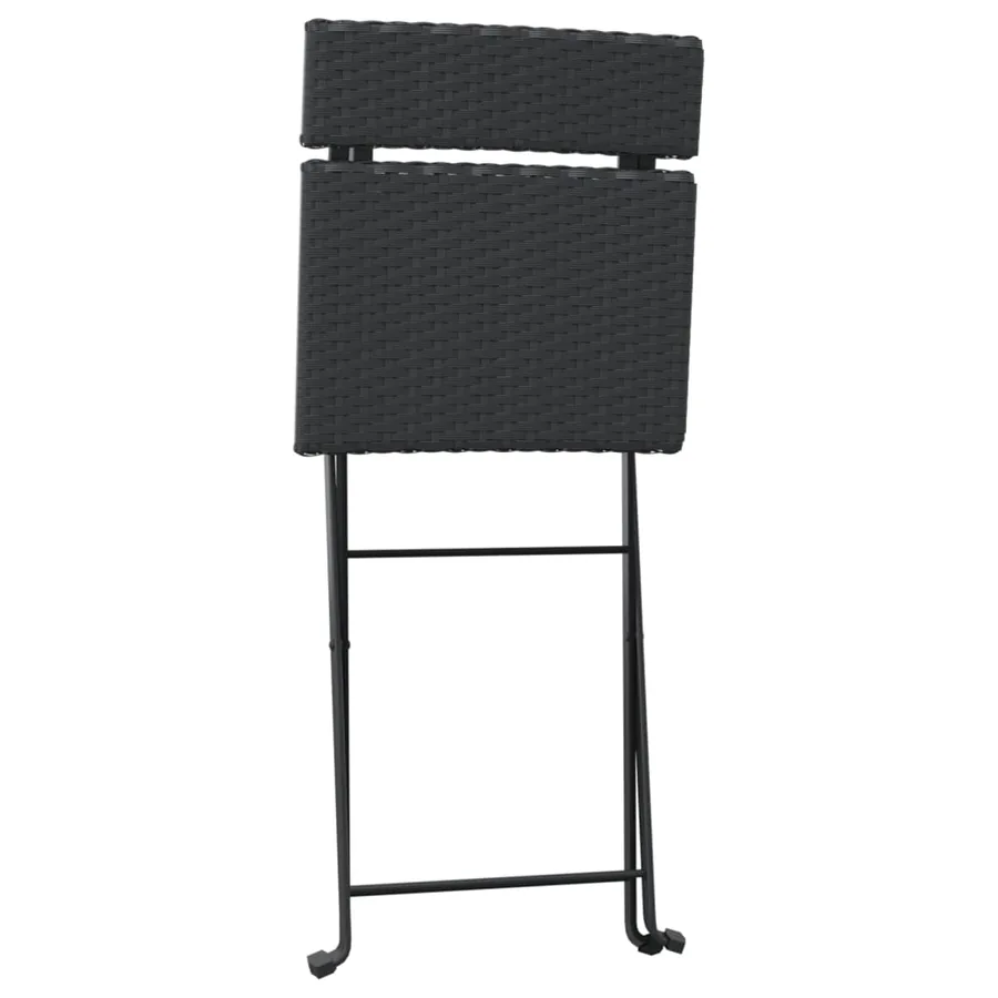 Chaises de bistrot pliantes lot de 8 Noir Résine tressée acier - 5