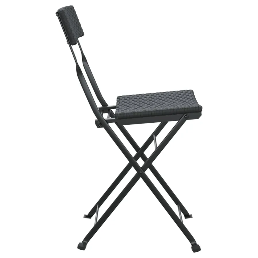 Chaises de bistrot pliantes lot de 8 Noir Résine tressée acier - 6