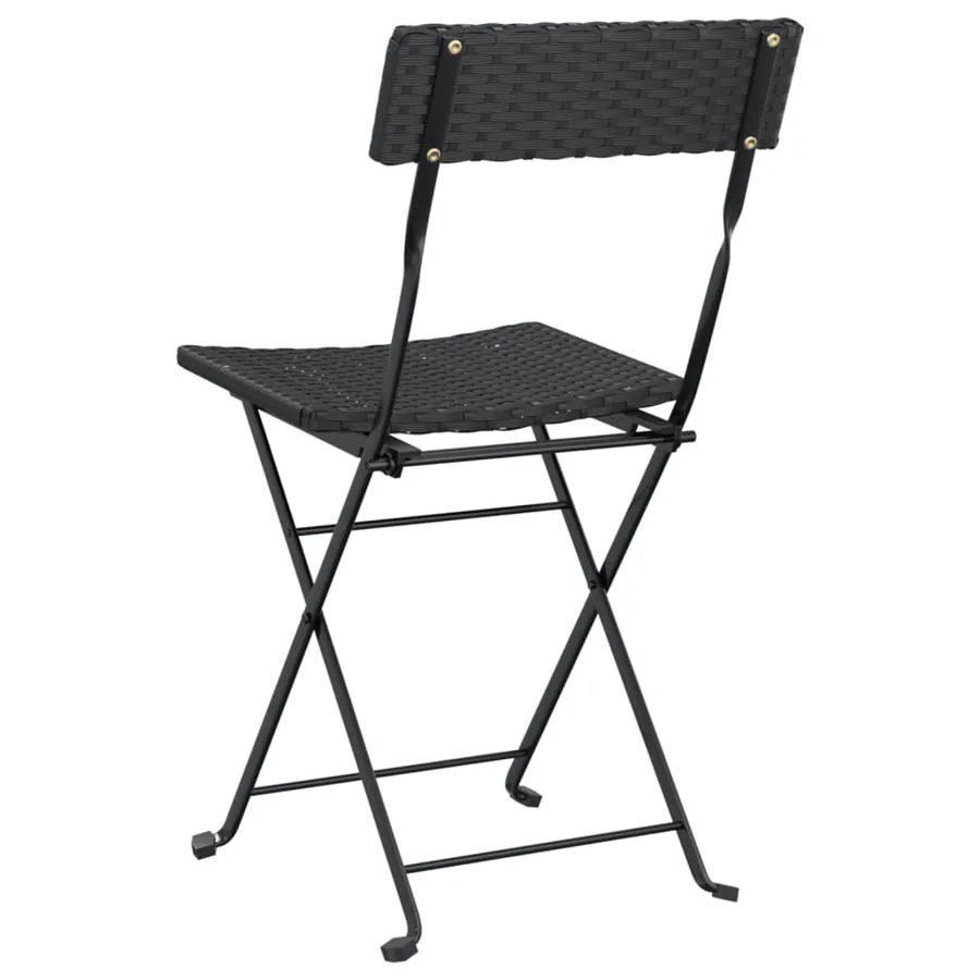 Chaises de bistrot pliantes lot de 8 Noir Résine tressée acier - 7
