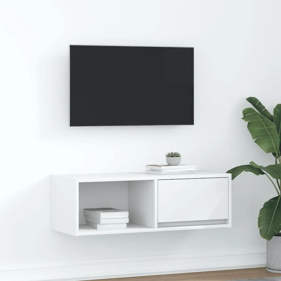 Meuble TV blanc 80x31x25,5 cm bois d'ingénierie