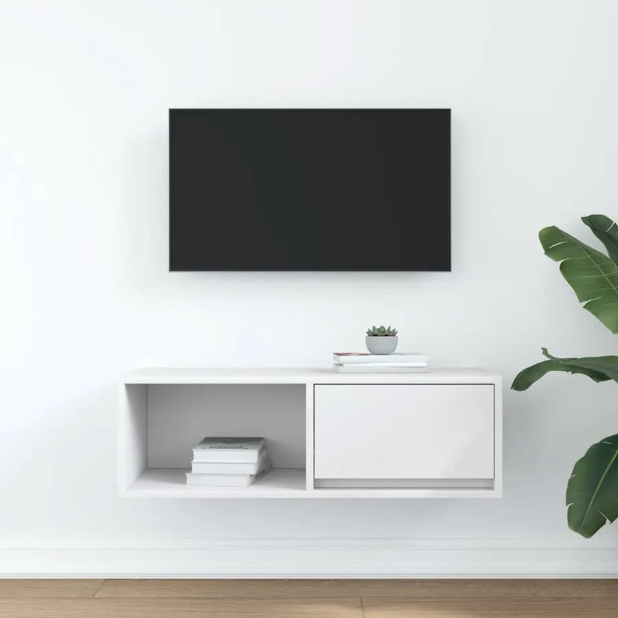 Meuble TV blanc 80x31x25,5 cm bois d'ingénierie - 3