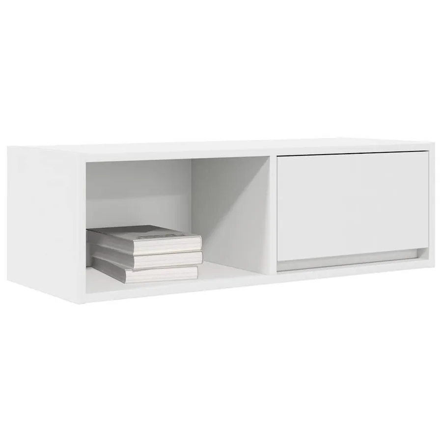 Meuble TV blanc 80x31x25,5 cm bois d'ingénierie - 4