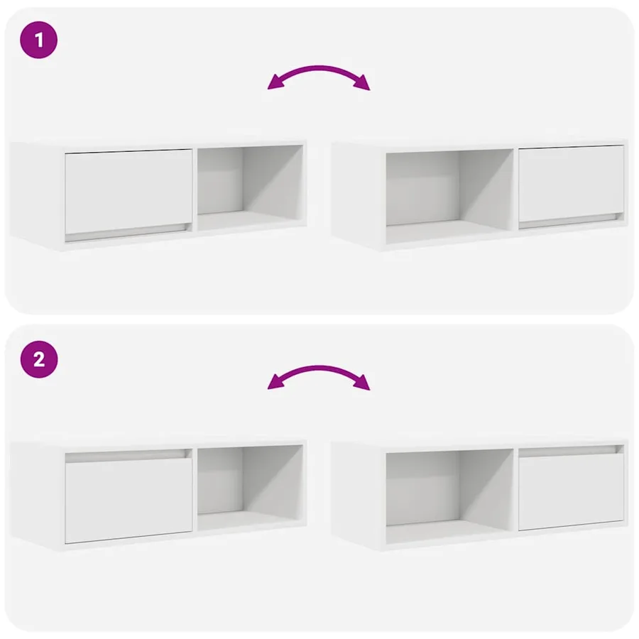 Meuble TV blanc 80x31x25,5 cm bois d'ingénierie - 9