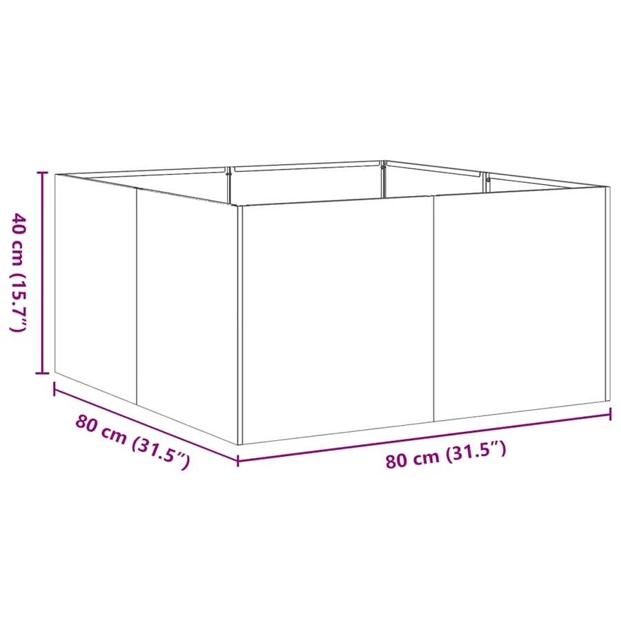 Jardinière 80x80x40 cm acier inoxydable - 9