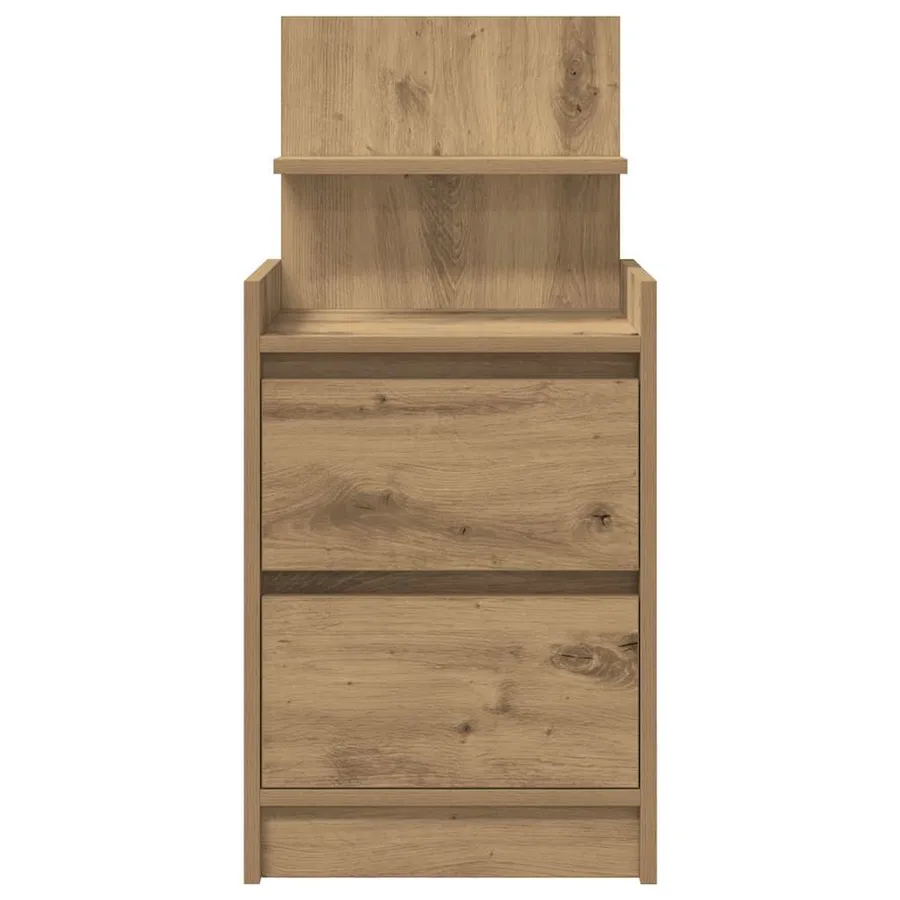 Table de chevet avec 2 tiroirs chêne artisanal 38x34x80 cm - 6