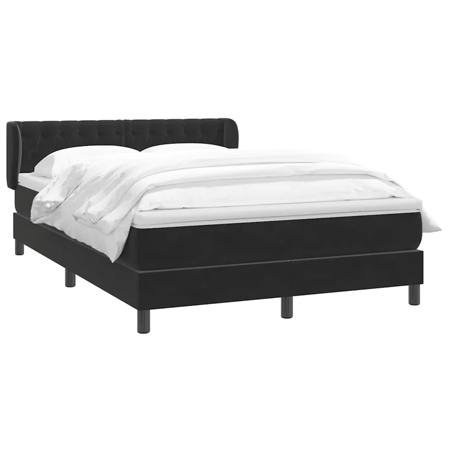 Sommier à lattes de lit avec matelas noir 140x220 cm velours - 3