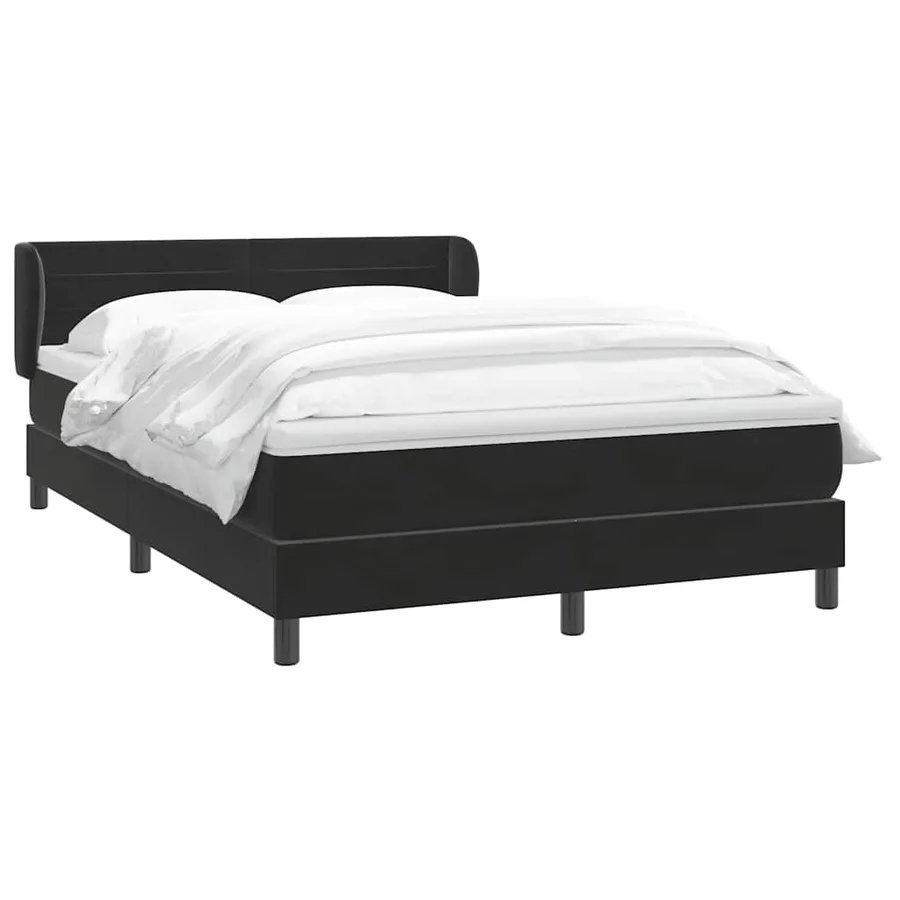 Sommier à lattes de lit avec matelas noir 140x220 cm velours - 3