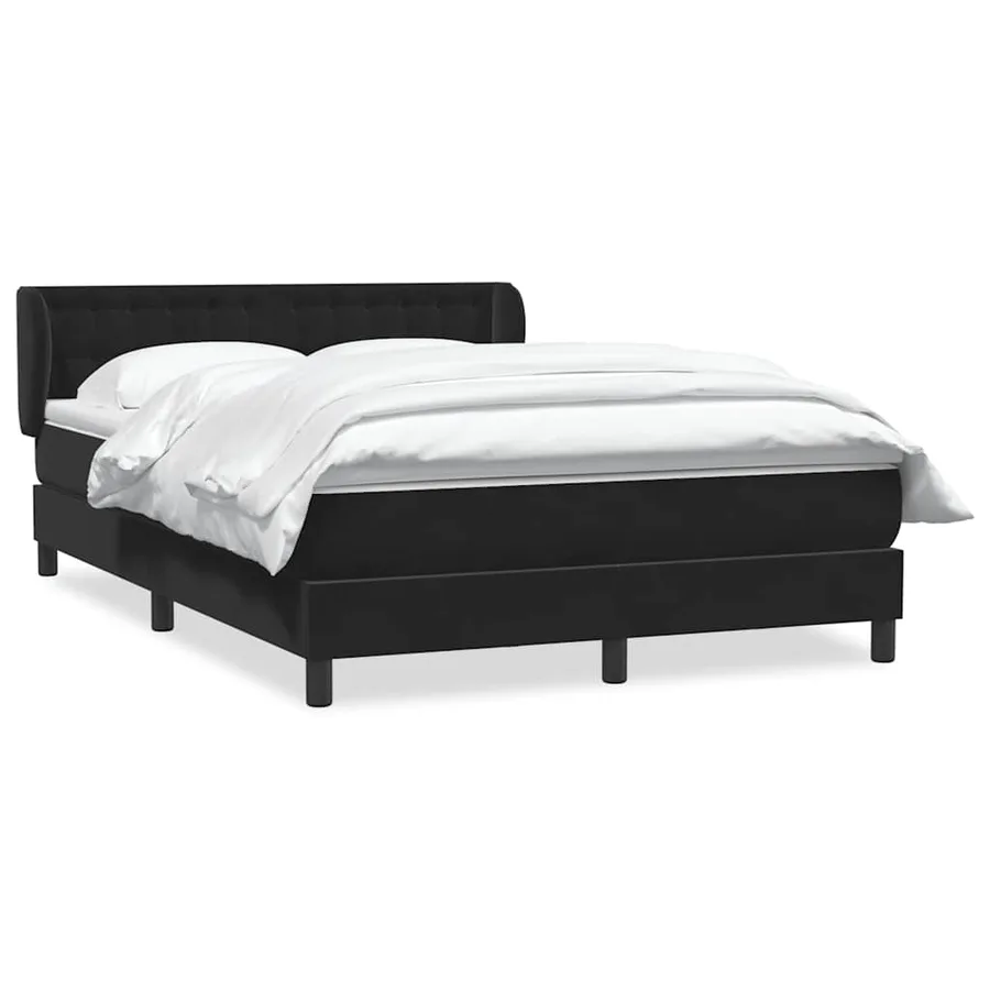 Sommier à lattes de lit avec matelas noir 140x220 cm velours - 2