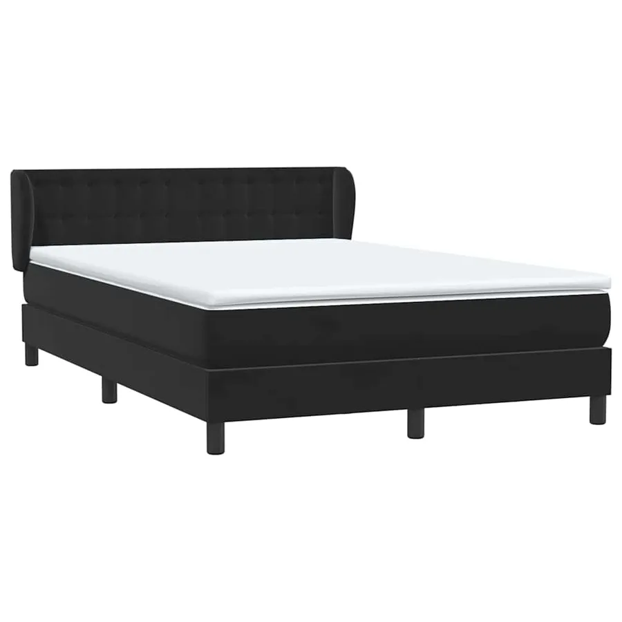 Sommier à lattes de lit avec matelas noir 140x220 cm velours - 4