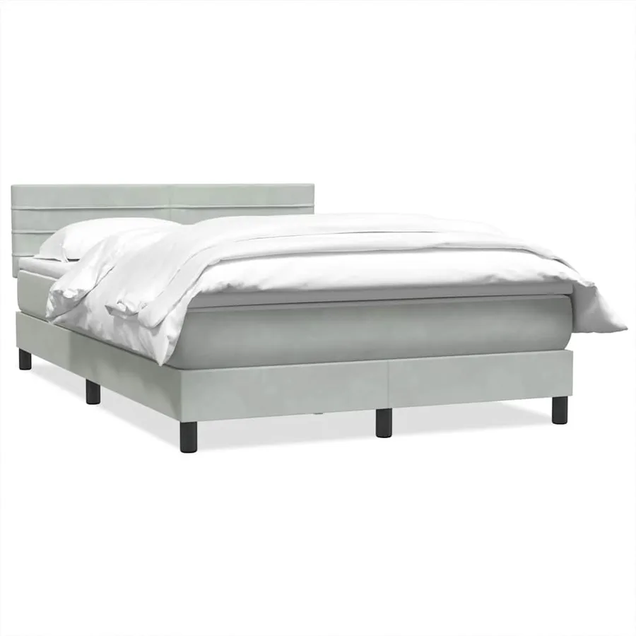 Sommier à lattes de lit et matelas gris clair 160x220cm velours - 2