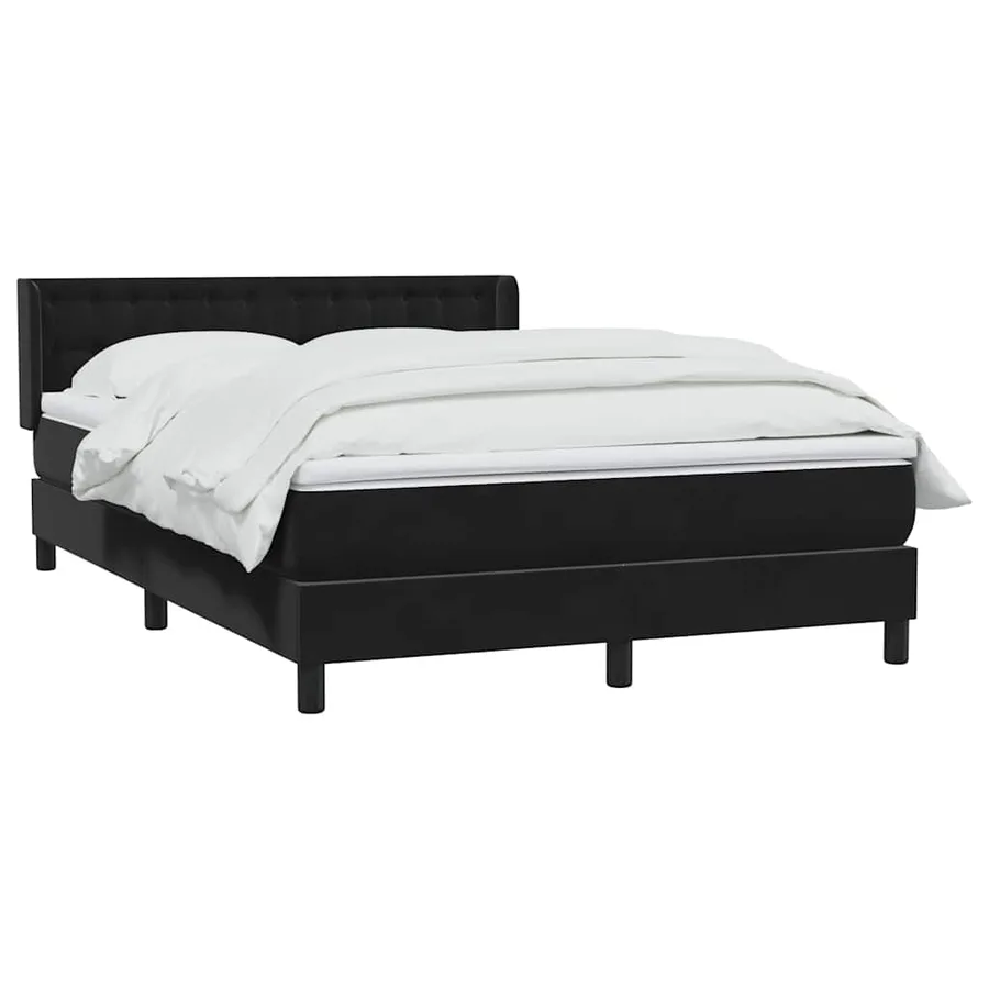 Sommier à lattes de lit avec matelas noir 140x220 cm velours - 3