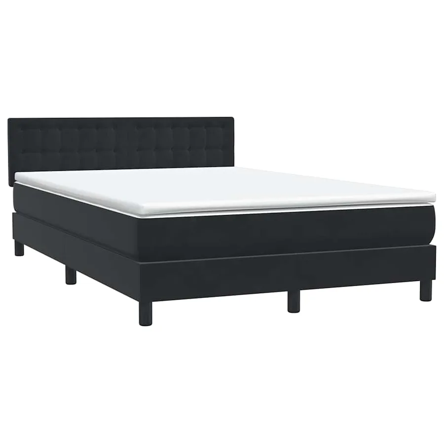 Sommier à lattes de lit avec matelas noir 140x220 cm velours - 4