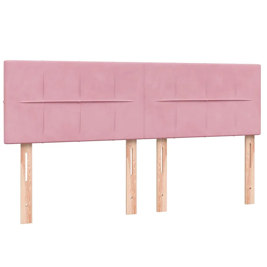 Sommier à lattes de lit avec matelas rose 160x220 cm velours - 7