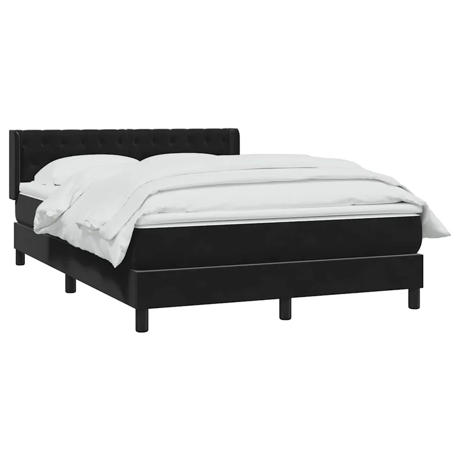 Sommier à lattes de lit avec matelas noir 140x220 cm velours - 3