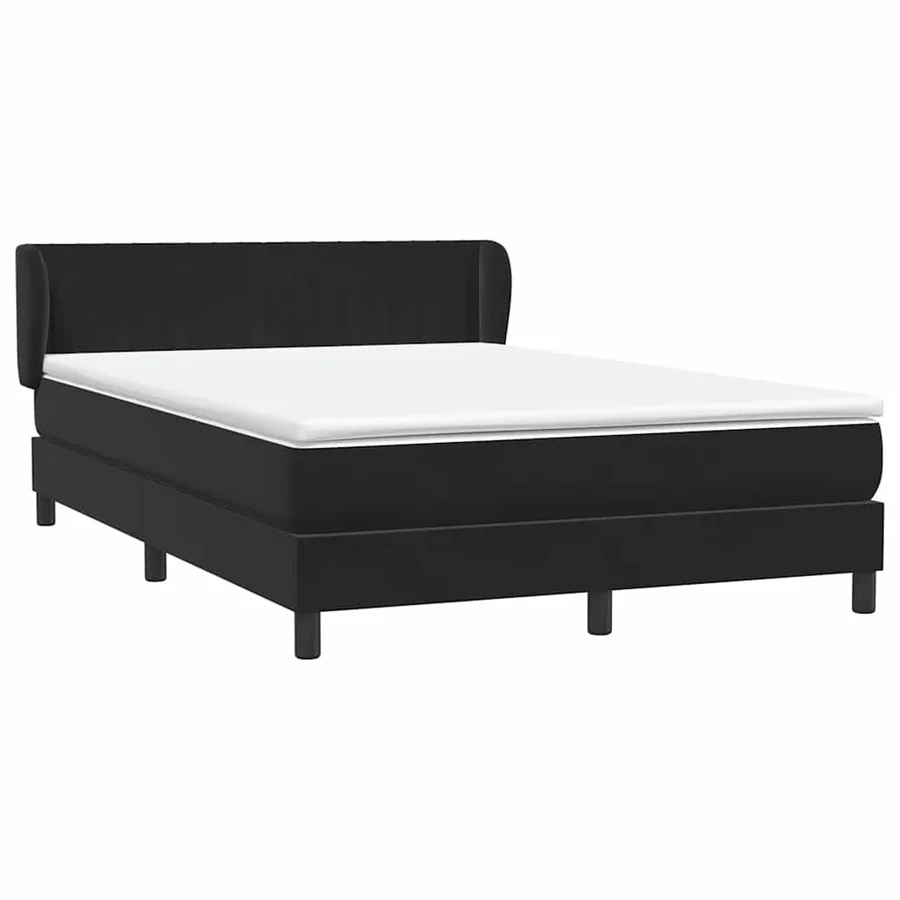 Sommier à lattes de lit avec matelas noir 140x220 cm velours - 4