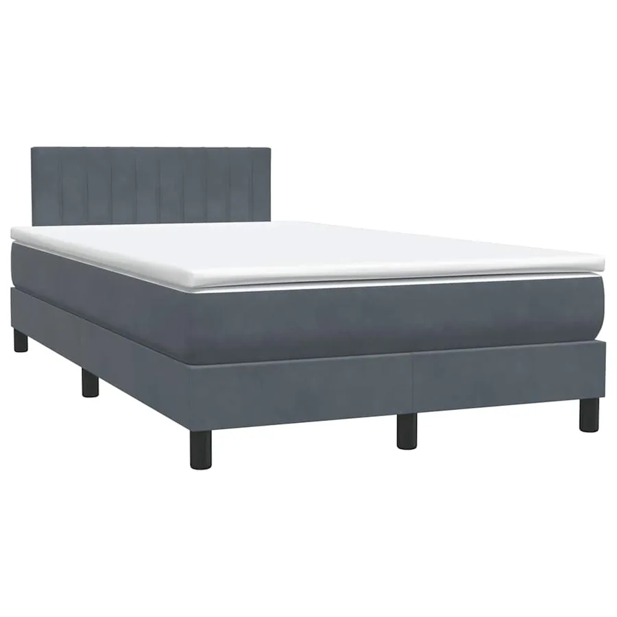 Sommier à lattes de lit et matelas et LED gris clair 120x220cm velours - 5