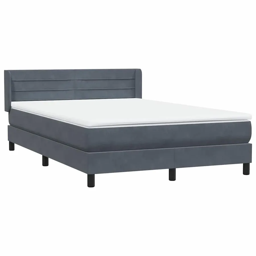 Sommier à lattes de lit et matelas gris foncé 160x220cm velours - 4